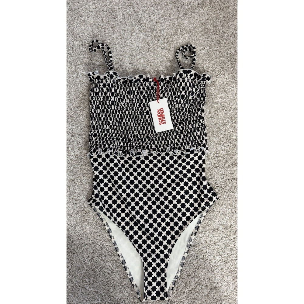 Solid & Striped The Vera Star Tile One Piece Swimsuit Womens M NWT $178 Smocked